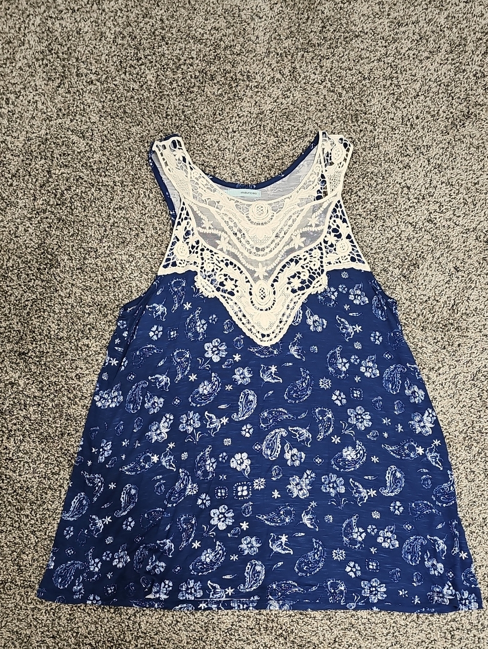 Maurices Blue Floral Tank Size L
